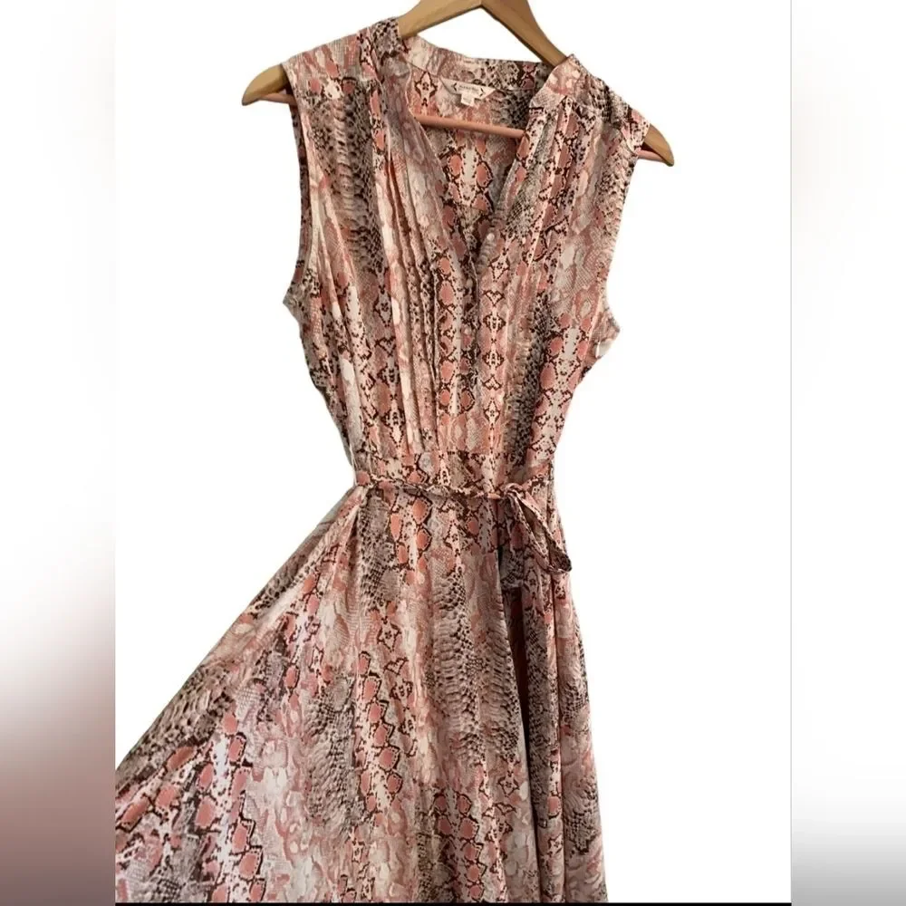 NEW Nanette Lepore DesignerSnakeskin Reptile Print Dress Sleeveless Pink Size 10_2